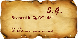 Stancsik Győző névjegykártya